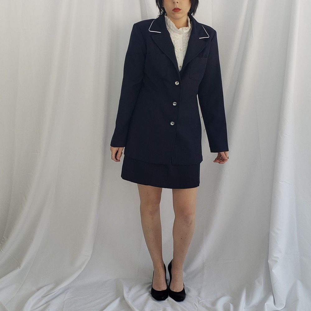 90s Blue Skirt Suit